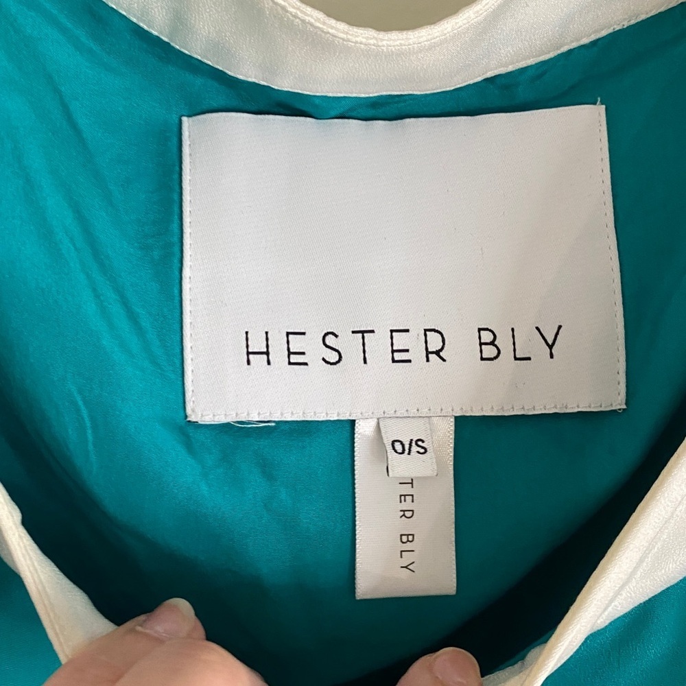 Hester Bly The Nelda Silk Kaftan Palm Springs Pool Colorblock One Size - Picture 6 of 9